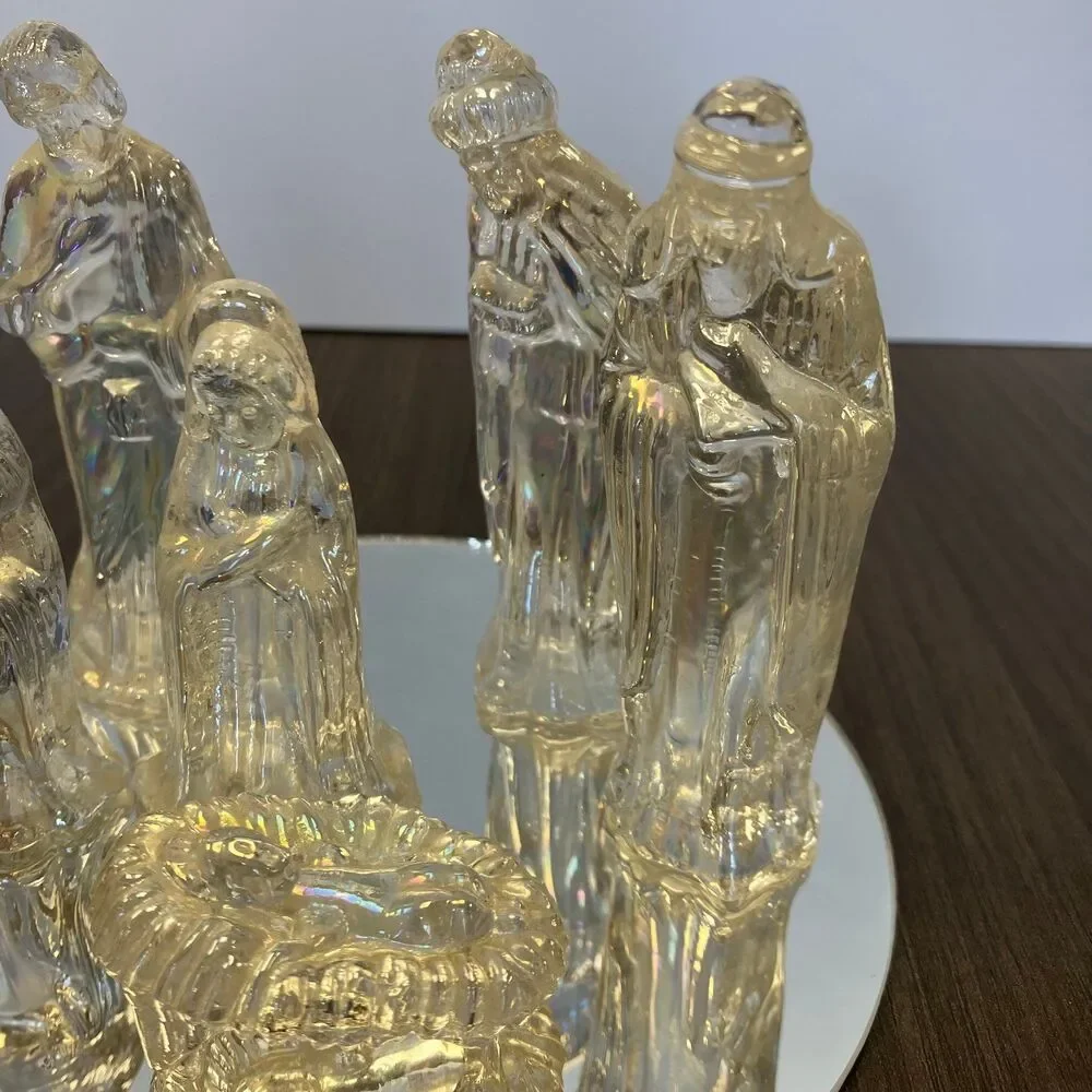 Vintage House Of Lloyd Christmas Around The World Crystal Glass Nativity Set